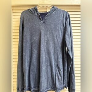 Lucky Brand Sugar Magic Men's Blue Hooded Shirt Sz M